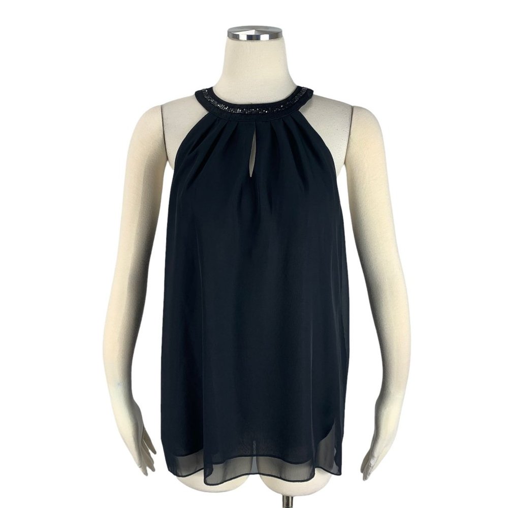 Est. 1945 Large Black Top NWT Sleeveless Rhinestone Party Lined